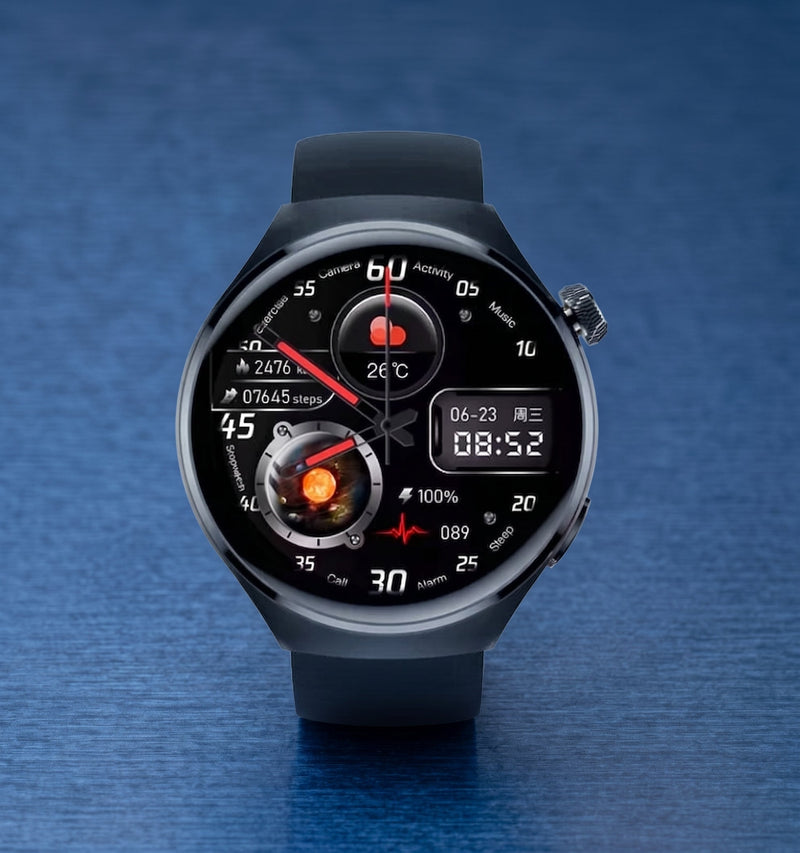 smart watch on the blue surface